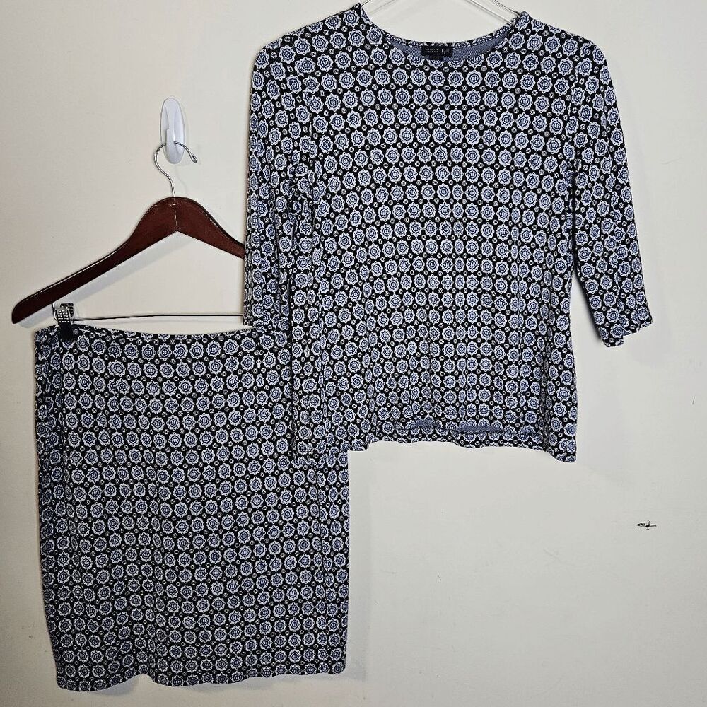 J. Jill Wearever Collection 3/4 Sleeve Patterned Top & Pencil Skirt Set Women's